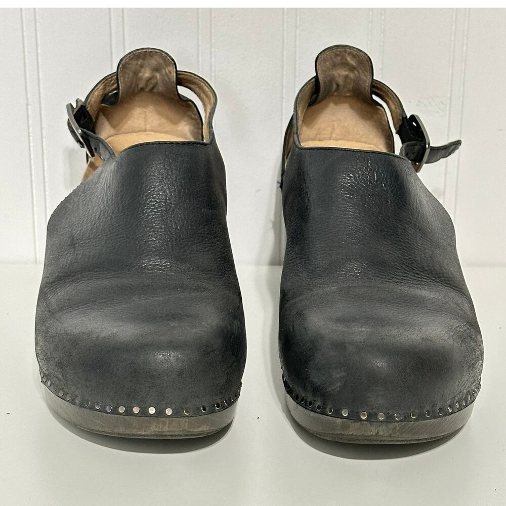 Dansko Sassy Black Leather Heeled Clogs Ankle Strap Women's EU 41 US 10.5-11 - Picture 4 of 16